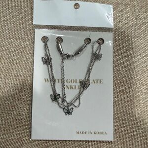 Butterfly Charm Silver Anklet